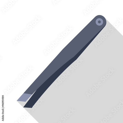 Simple vector illustration of metal tweezers lying diagonally, isolated on white background