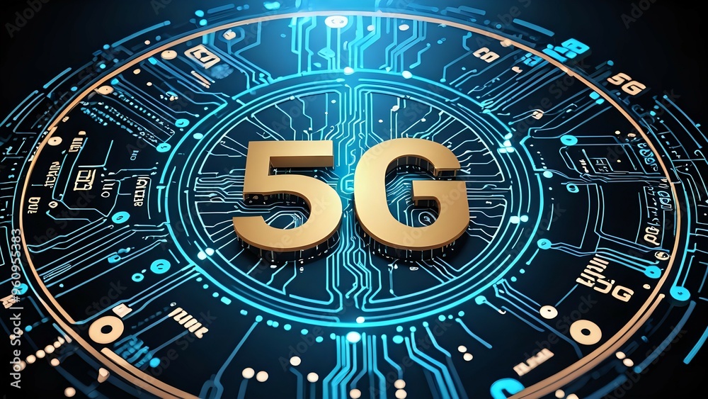 5G circuit board with network hi tech hologram and HUD 5G circuit board with network hi tech hologram and HUD