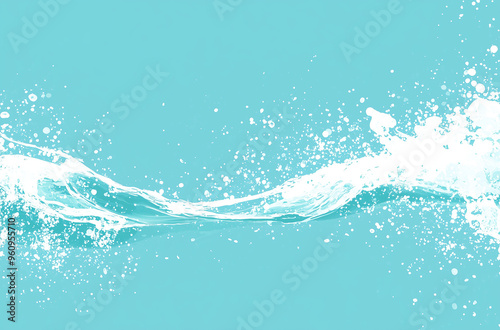 Cerulean Sea Spray on a Mint Background: Refreshing Vector Design