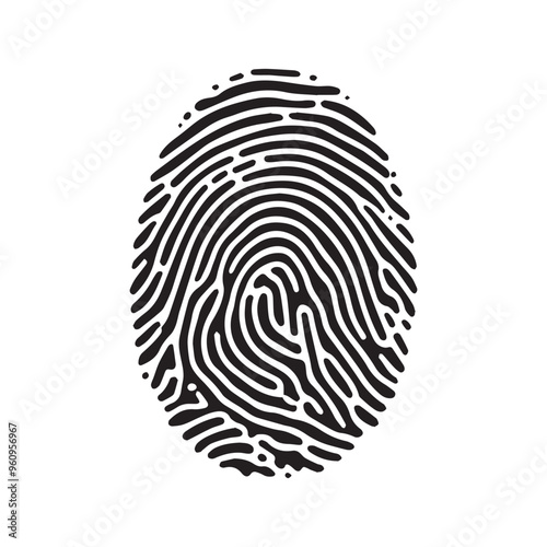 Simple black and white fingerprint silhouette.