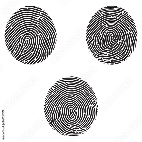 Set of fingerprint silhouette. Vector illustration.
