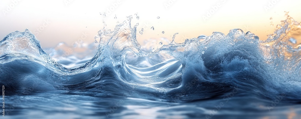 Close-up of a wave crashing and splashing.
