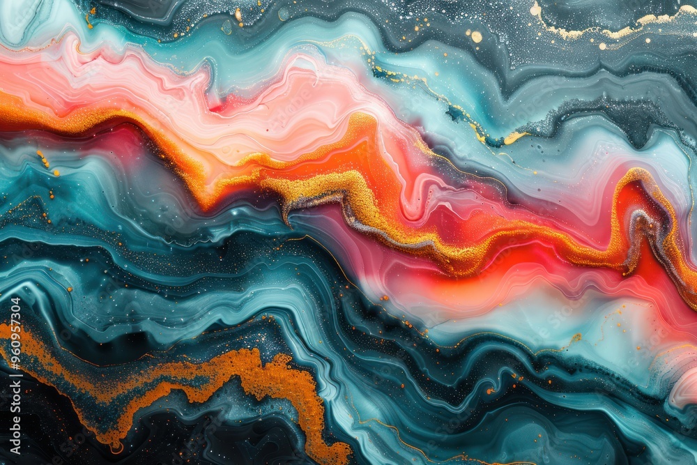 Marbled Waves: Abstract Acrylic Paint Texture Background Banner. Marbled Waves: Abstract Acrylic Paint Texture Background Banner.
