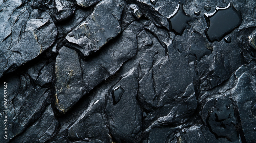Dark slate background with water droplets, the texture of a wet rock surface Dark slate background with water droplets, the texture of a wet rock surface