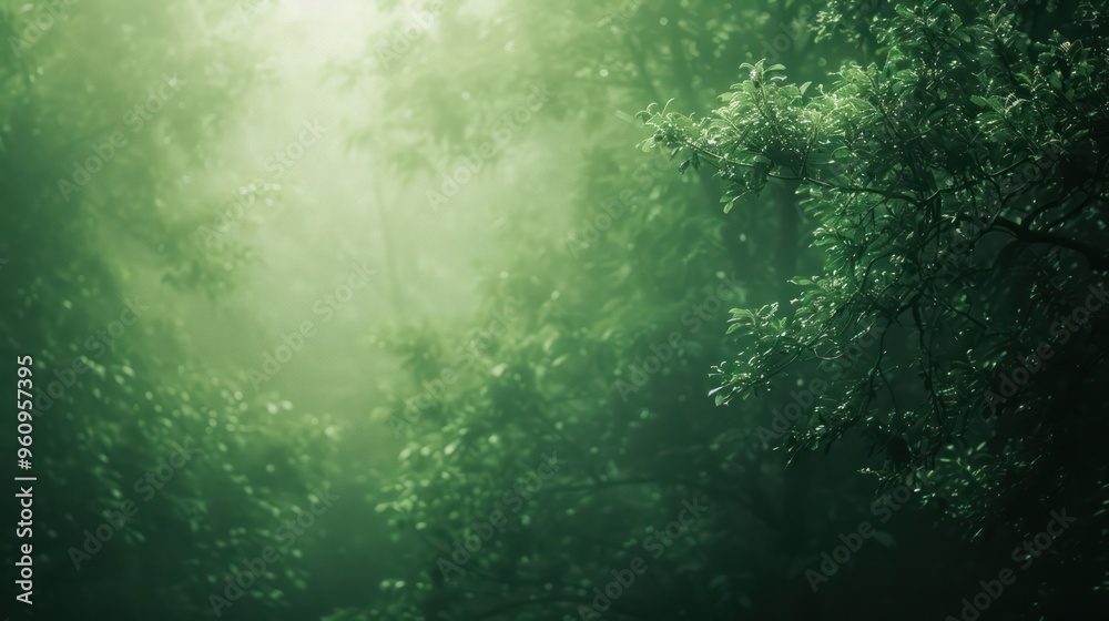 Mystical Forest: Sunbeams through Fog