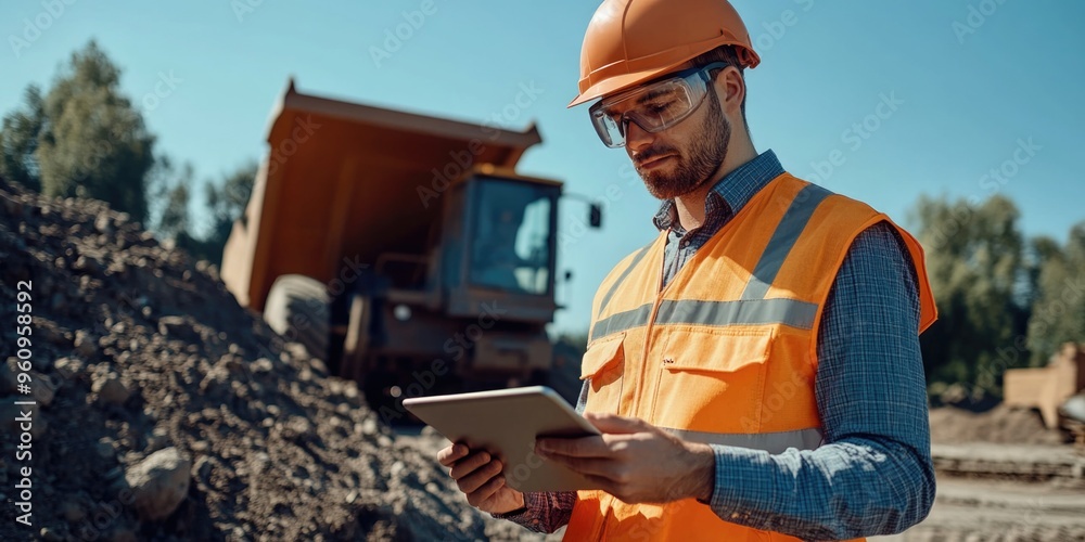 Construction Worker with Tablet Construction Worker with Tablet