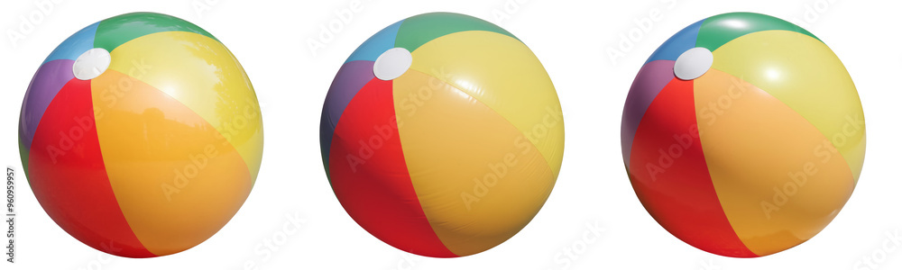 Rainbow colors beach ball isolated on transparent background, PNG, Rainbow colors beach ball isolated on transparent background, PNG,