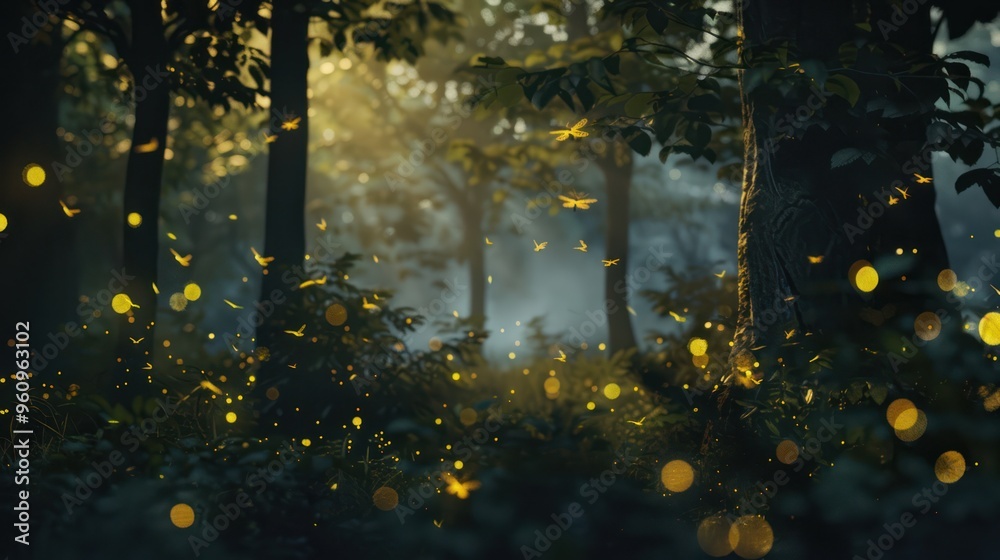 Obraz premium Fireflies in the Enchanted Forest