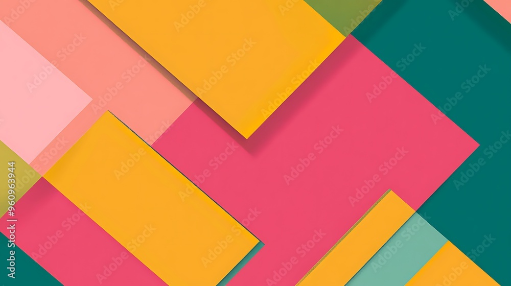 Abstract Geometric Pattern with Yellow, Pink, Green, and Blue Colors Abstract Geometric Pattern with Yellow, Pink, Green, and Blue Colors
