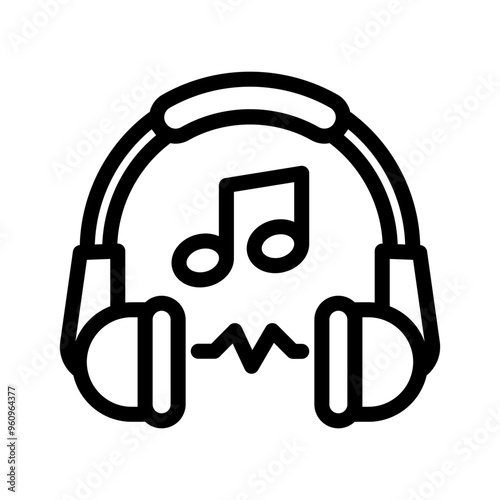 12 music headphone line icon illustration vector graphic