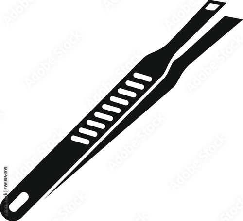 Black metal tweezers icon in simple style isolated on white background