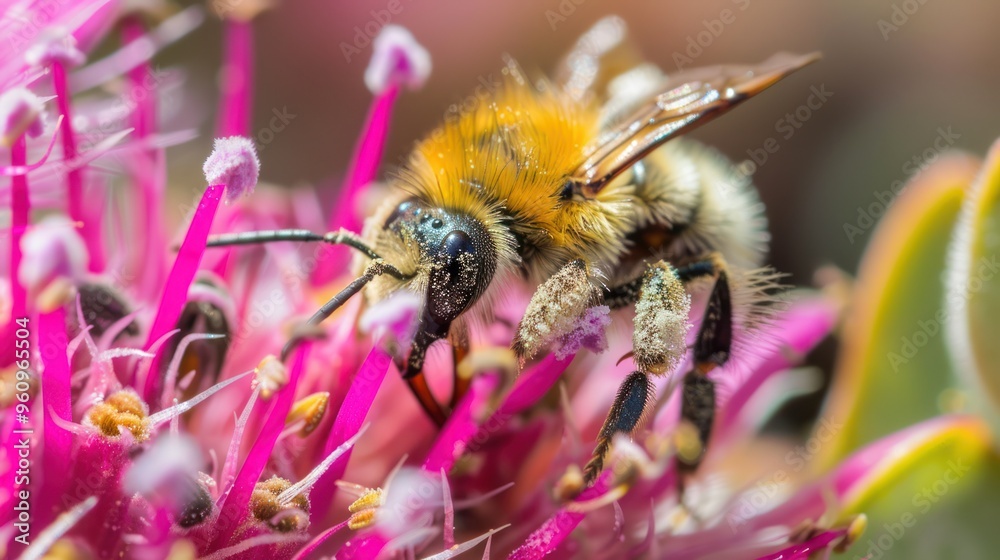 Macro Photography of a Bee on a Flower Macro Photography of a Bee on a Flower