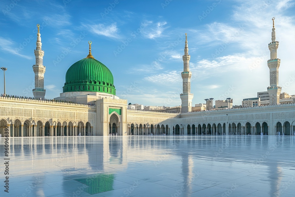 Poster, Foto The Green dome of The Prophet's Mosque or Al Masjid Al ...