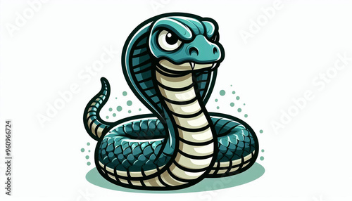 An angry cobra snake in cartoon style. A hissing cobra snake in cartoon style.