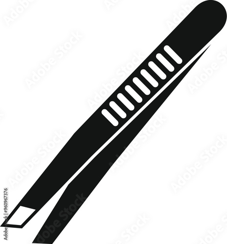 Simple vector icon of metal tweezers for eyebrow epilation isolated on white background