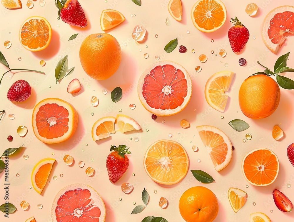 Vibrant Citrus and Strawberry Still Life: A Summery Feast for the Senses Vibrant Citrus and Strawberry Still Life: A Summery Feast for the Senses
