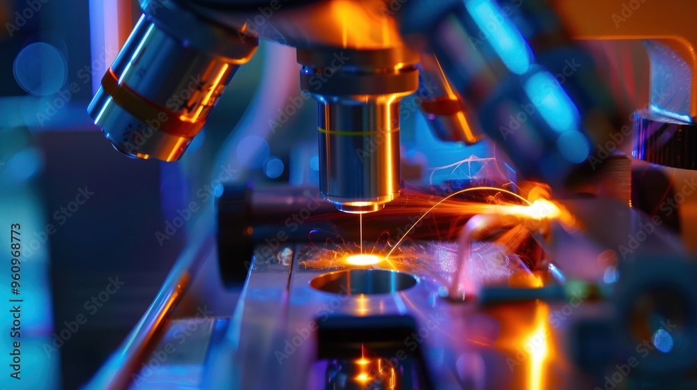 Microscope Closeup with Sparks Microscope Closeup with Sparks