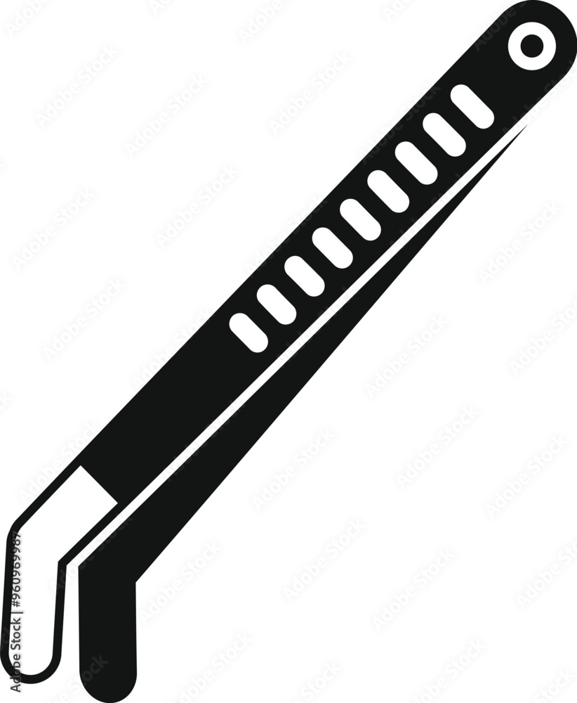 Simple icon of dental tweezers showing the metal grip and angled tip Simple icon of dental tweezers showing the metal grip and angled tip