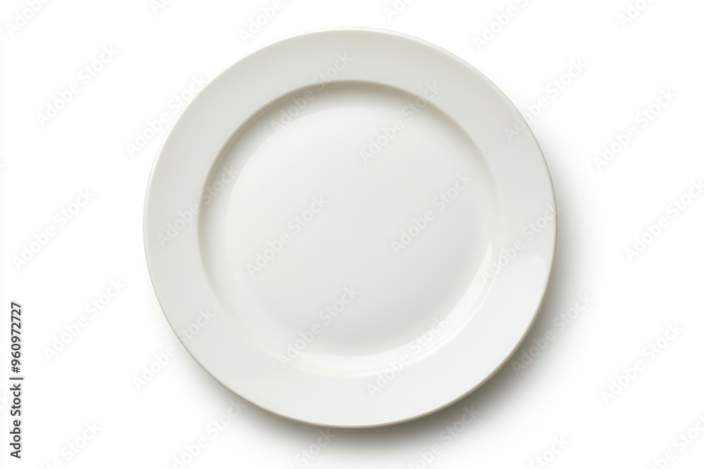 White empty plate isolated on white background with clipping path, top view, flat lay, ai White empty plate isolated on white background with clipping path, top view, flat lay, ai