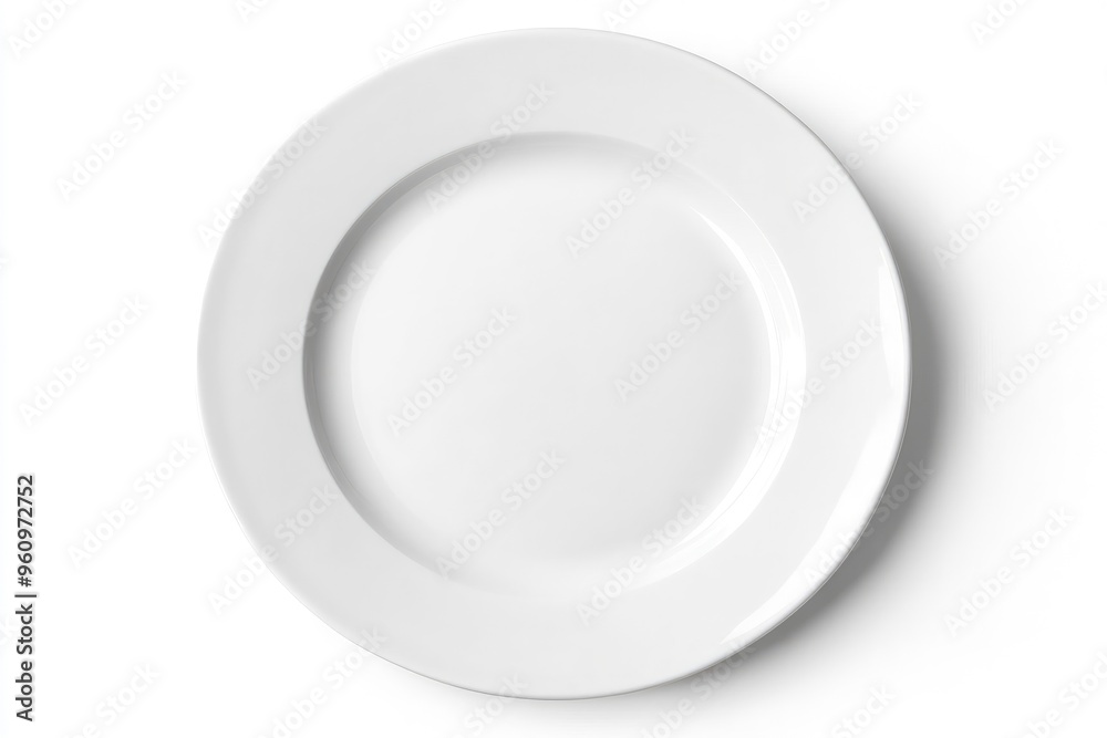 White empty plate isolated on white background with clipping path, top view, flat lay, ai White empty plate isolated on white background with clipping path, top view, flat lay, ai