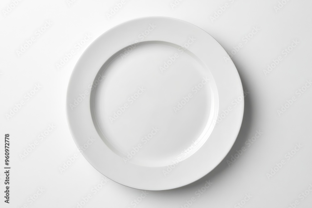 White empty plate isolated on white background with clipping path, top view, flat lay, ai White empty plate isolated on white background with clipping path, top view, flat lay, ai