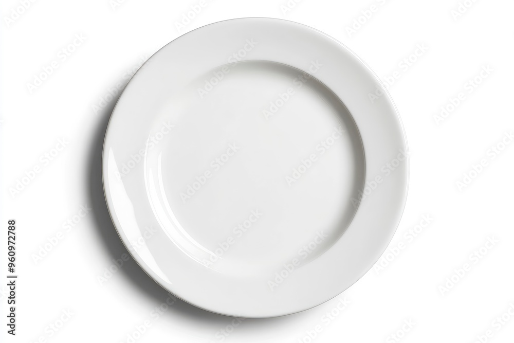 White empty plate isolated on white background with clipping path, top view, flat lay, ai White empty plate isolated on white background with clipping path, top view, flat lay, ai