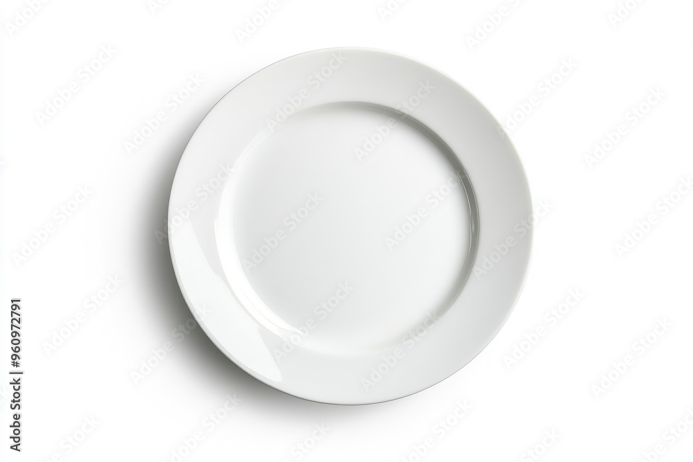 White empty plate isolated on white background with clipping path, top view, flat lay, ai White empty plate isolated on white background with clipping path, top view, flat lay, ai