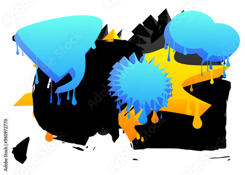 Graffiti speech bubble. Abstract modern Messaging sign street art decoration, Discussion icon performed in urban painting style.