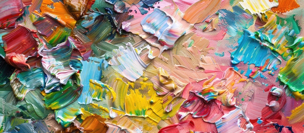 Close Up Of Messy Painting Palette In Park Close Up Of Messy Painting Palette In Park