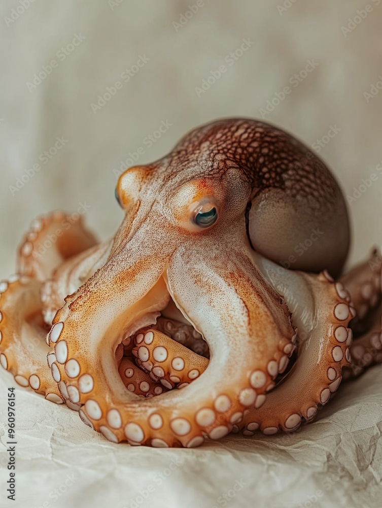 Fototapeta premium octopus isolated on paper background