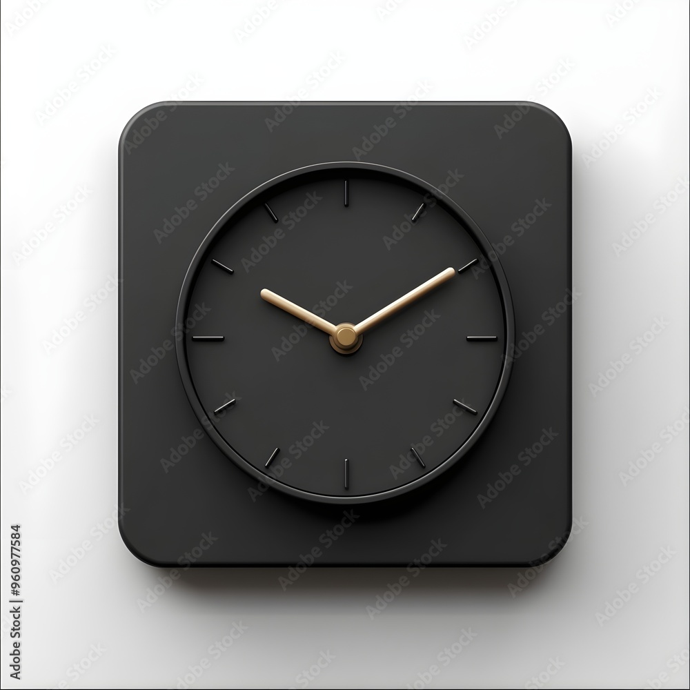 Black Clock Face with Gold Hands Time Minimalism Design Black Clock Face with Gold Hands Time Minimalism Design