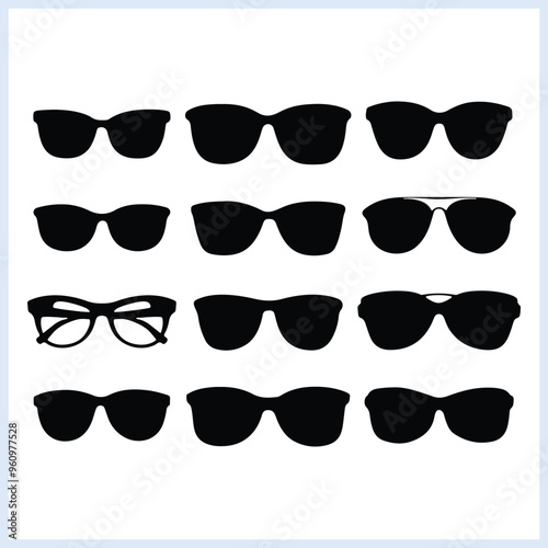 Cute sunglasses silhouette set