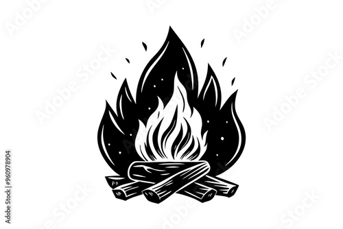 Campfire icon, bonfire vector silhouette, fire vector


