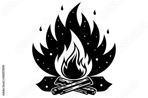 Campfire icon, bonfire vector silhouette, fire vector



