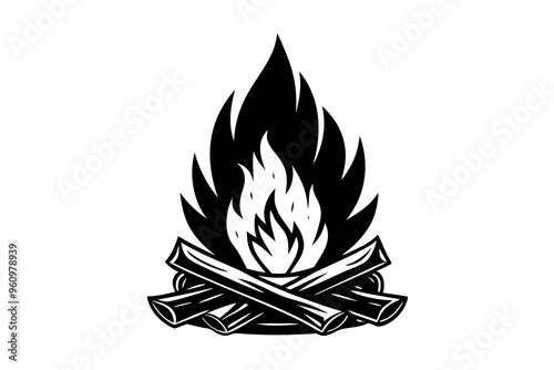 Campfire icon, bonfire vector silhouette, fire vector


