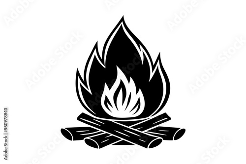 Campfire icon, bonfire vector silhouette, fire vector


