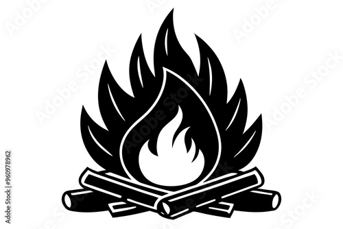 Campfire icon, bonfire vector silhouette, fire vector


