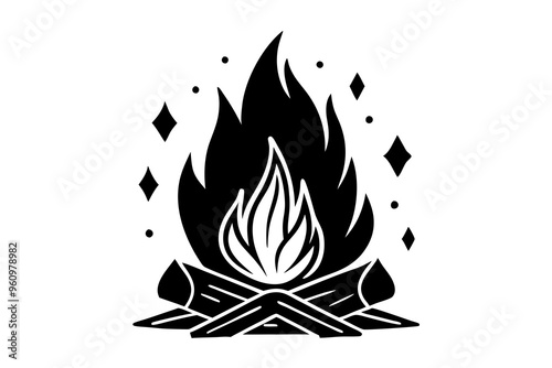 Campfire icon, bonfire vector silhouette, fire vector


