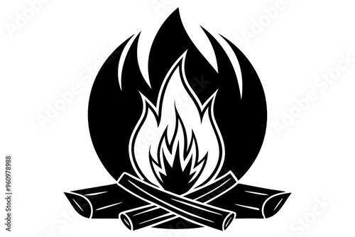 Campfire icon, bonfire vector silhouette, fire vector


