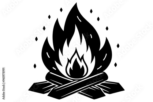 Campfire icon, bonfire vector silhouette, fire vector


