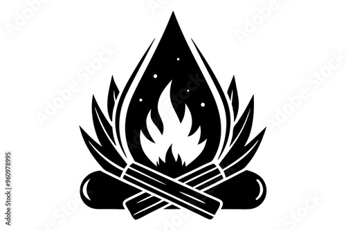 Campfire icon, bonfire vector silhouette, fire vector


