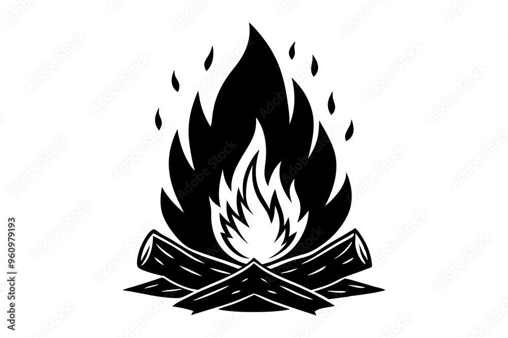 Campfire icon, bonfire vector silhouette, fire vector
Campfire icon, bonfire vector silhouette, fire vector