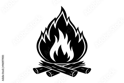 Campfire icon, bonfire vector silhouette, fire vector


