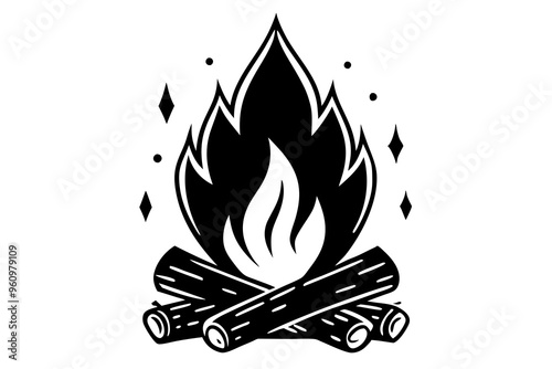 Campfire icon, bonfire vector silhouette, fire vector


