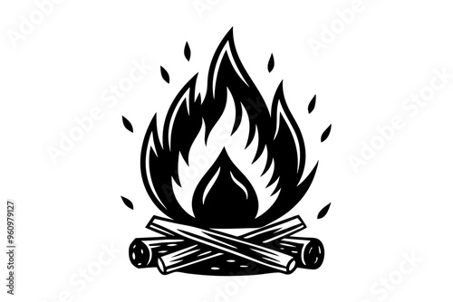 Campfire icon, bonfire vector silhouette, fire vector


