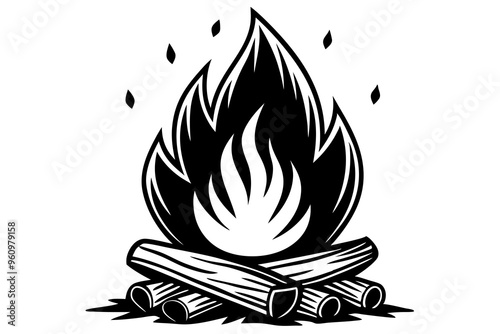 Campfire icon, bonfire vector silhouette, fire vector


