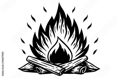 Campfire icon, bonfire vector silhouette, fire vector


