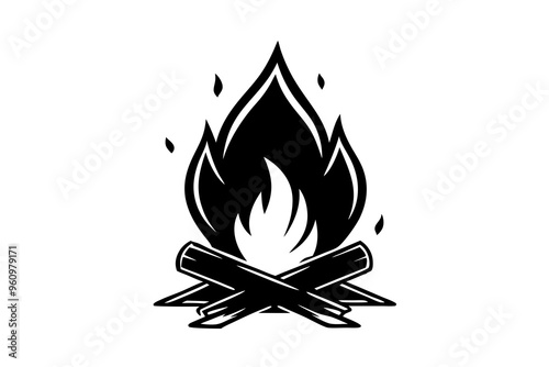 Campfire icon, bonfire vector silhouette, fire vector



