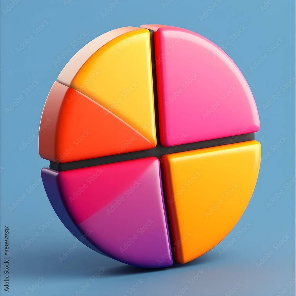 Obraz premium Colorful 3D Pie Chart - Abstract Business Graphic