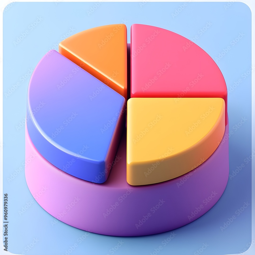 Obraz premium Colorful 3D Pie Chart, Data Visualization, Business Concept